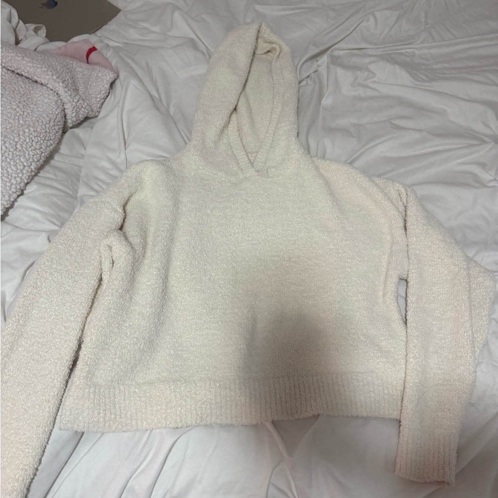aerie Cream Plush Hoodie Sweater set